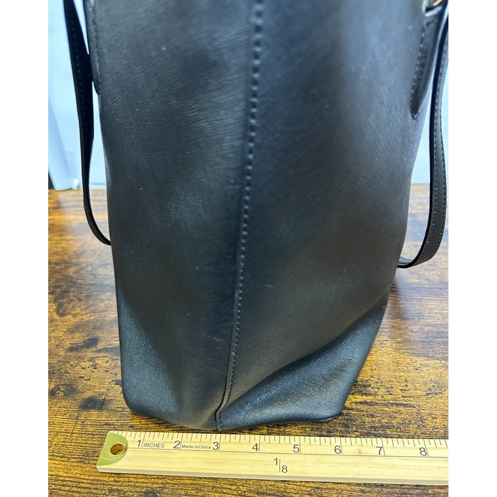 Kate Spade New York Black Saffiano Leather Large Tote Bag Zip Top Shoulder Purse - Picture 10 of 16
